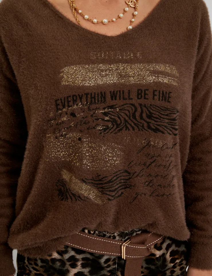 Джемпер Дикий принт Everythin will be fine Шоколад от бренда Army of Girls Джемпер Дикий принт Everythin will be fine Шоколад авторская одежда
